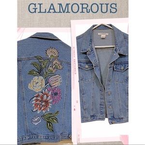 Glamorous Jacket Denim unique hand painted denim jacket NEW WITHOUT TAGS Size M